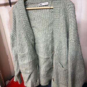 Zara Women's Mint Cardigan Sweater
